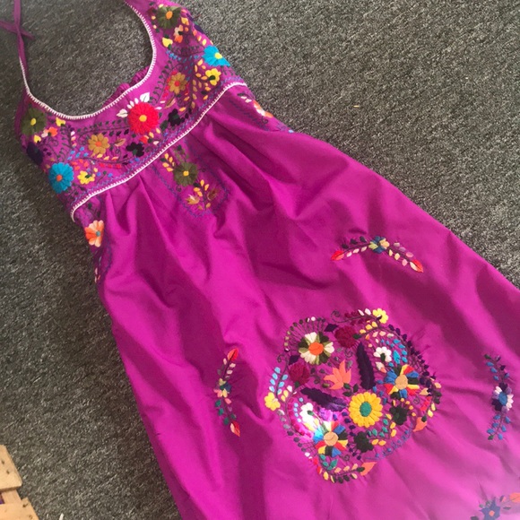 Cielito Lindo Dresses & Skirts - Magenta Mexican Embroidered Halter Dress